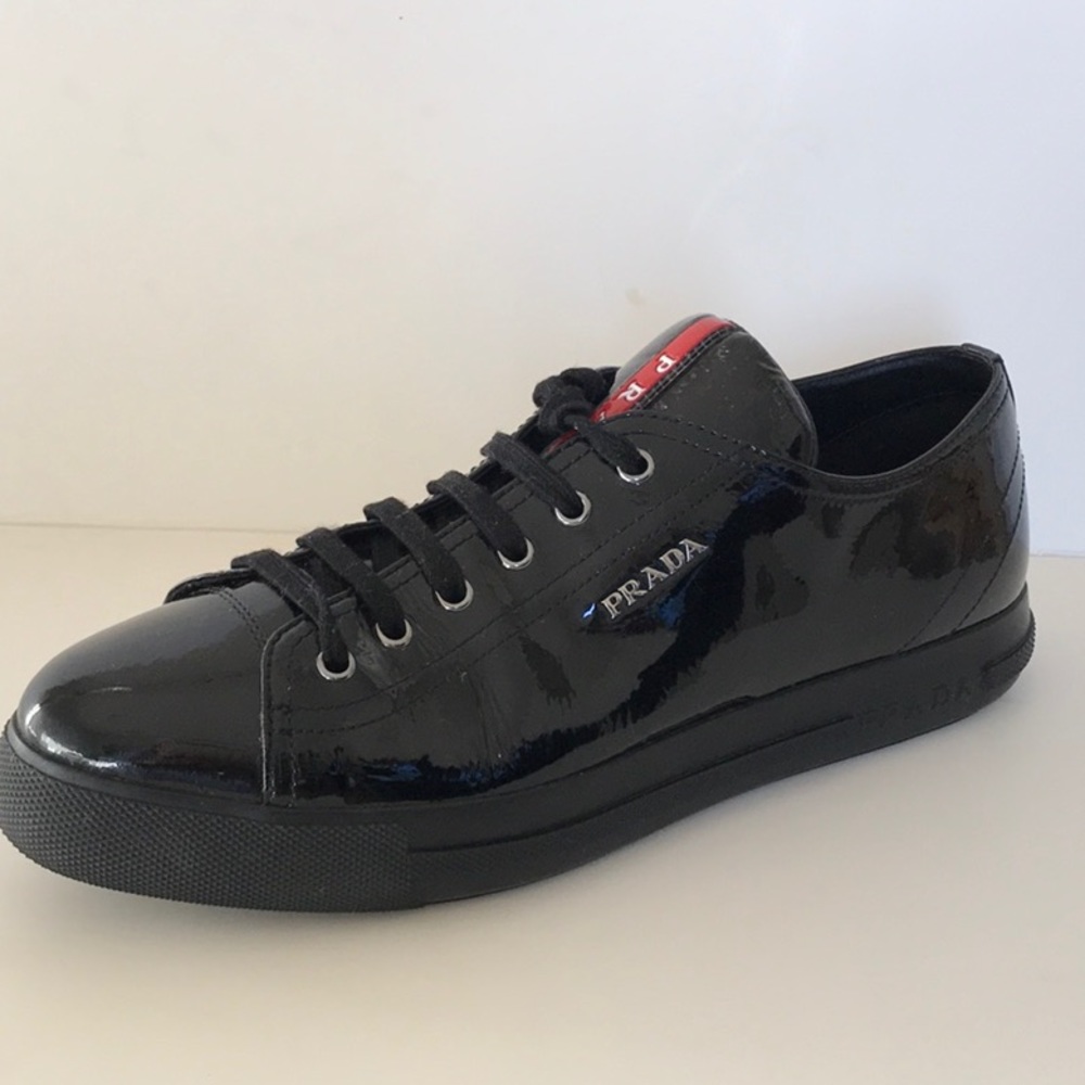 Prada black patent snickers